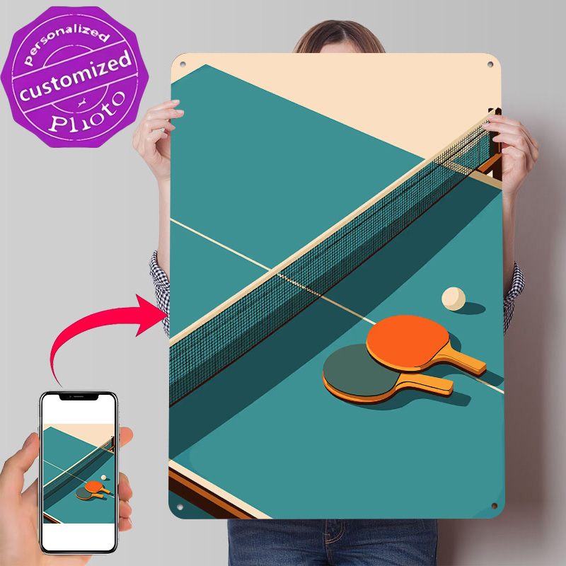 Table Tennis Illustration - لوحة معدنية بتصميم توضيحي لتنس الطاولة